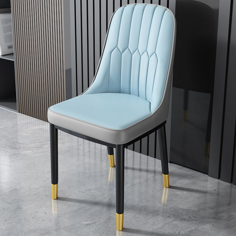 Nordic Metal Dining Room Chairs Upholstered Linen Fabric Armless Chairs for Restaurant Use Blue-Gray 1 Piece Brass Gold Clearhalo ' kitchen&dining_furn' 'Dining Chairs' 'Dining Tables & Seating' 'dining_chair' 'furn' 'furn_dining_chair' 'Furniture' 'furniture_dining_chair' 'Kitchen & Dining Furniture' 'kitchen' 3998295