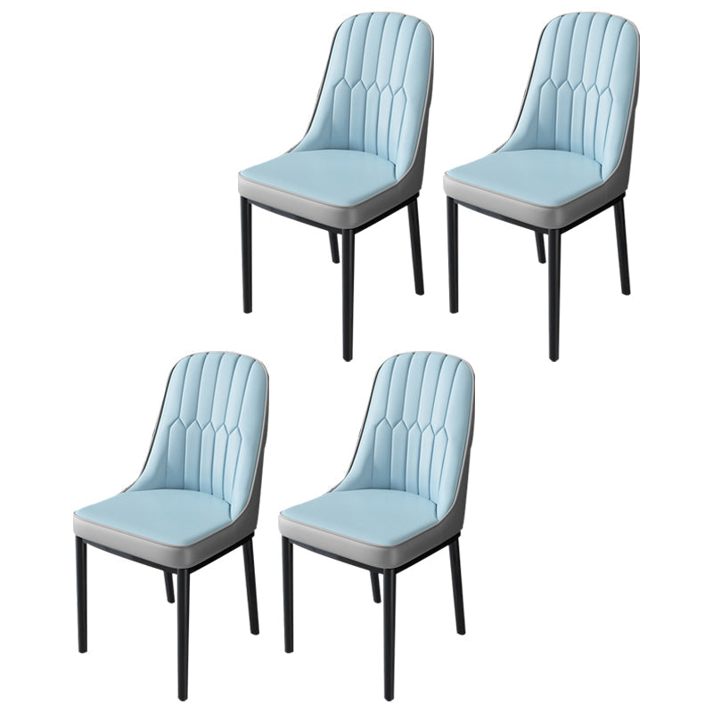 Nordic Metal Dining Room Chairs Upholstered Linen Fabric Armless Chairs for Restaurant Use Blue-Gray 4 Piece Set Black Clearhalo ' kitchen&dining_furn' 'Dining Chairs' 'Dining Tables & Seating' 'dining_chair' 'furn' 'furn_dining_chair' 'Furniture' 'furniture_dining_chair' 'Kitchen & Dining Furniture' 'kitchen' 3998300