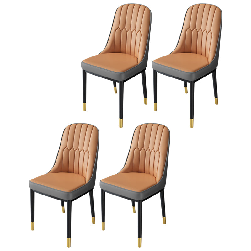 Nordic Metal Dining Room Chairs Upholstered Linen Fabric Armless Chairs for Restaurant Use Gray-Orange 4 Piece Set Brass Gold Clearhalo ' kitchen&dining_furn' 'Dining Chairs' 'Dining Tables & Seating' 'dining_chair' 'furn' 'furn_dining_chair' 'Furniture' 'furniture_dining_chair' 'Kitchen & Dining Furniture' 'kitchen' 3998309