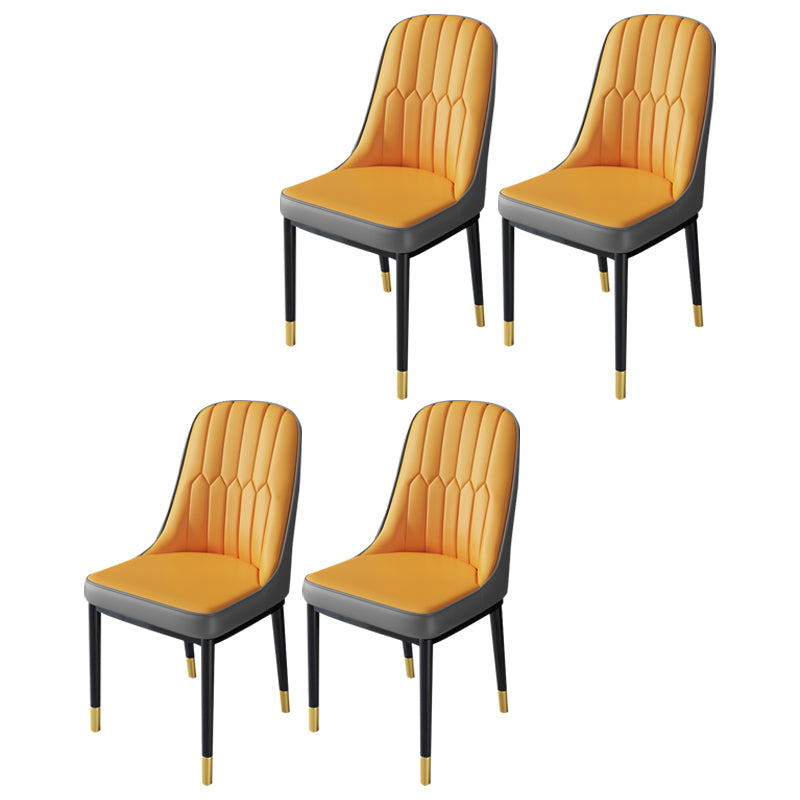 Nordic Metal Dining Room Chairs Upholstered Linen Fabric Armless Chairs for Restaurant Use Orange-Gray 4 Piece Set Brass Gold Clearhalo ' kitchen&dining_furn' 'Dining Chairs' 'Dining Tables & Seating' 'dining_chair' 'furn' 'furn_dining_chair' 'Furniture' 'furniture_dining_chair' 'Kitchen & Dining Furniture' 'kitchen' 3998315