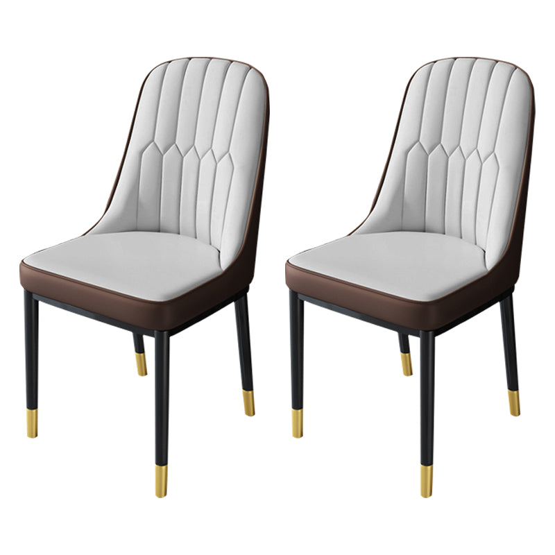 Nordic Metal Dining Room Chairs Upholstered Linen Fabric Armless Chairs for Restaurant Use Brown 2 Piece Set Brass Gold Clearhalo ' kitchen&dining_furn' 'Dining Chairs' 'Dining Tables & Seating' 'dining_chair' 'furn' 'furn_dining_chair' 'Furniture' 'furniture_dining_chair' 'Kitchen & Dining Furniture' 'kitchen' 3998317