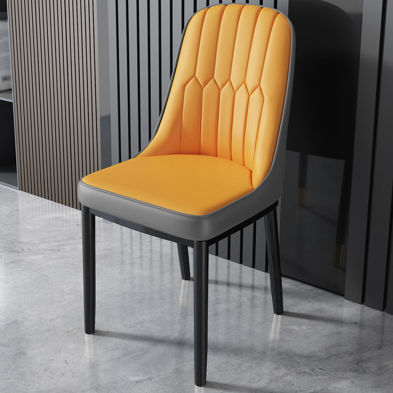 Nordic Metal Dining Room Chairs Upholstered Linen Fabric Armless Chairs for Restaurant Use Orange-Gray 1 Piece Black Clearhalo ' kitchen&dining_furn' 'Dining Chairs' 'Dining Tables & Seating' 'dining_chair' 'furn' 'furn_dining_chair' 'Furniture' 'furniture_dining_chair' 'Kitchen & Dining Furniture' 'kitchen' 3998319