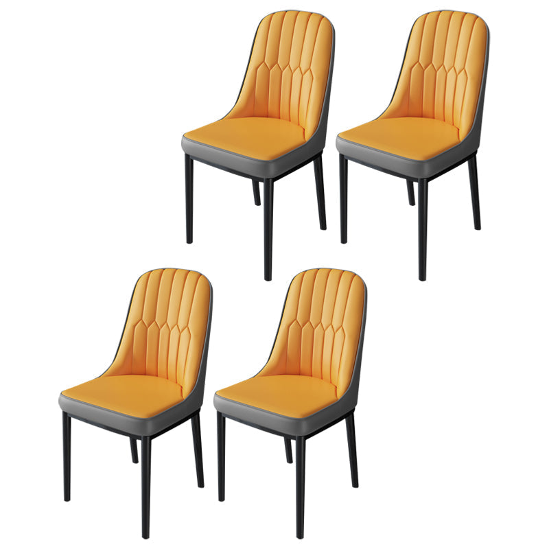 Nordic Metal Dining Room Chairs Upholstered Linen Fabric Armless Chairs for Restaurant Use Orange-Gray 4 Piece Set Black Clearhalo ' kitchen&dining_furn' 'Dining Chairs' 'Dining Tables & Seating' 'dining_chair' 'furn' 'furn_dining_chair' 'Furniture' 'furniture_dining_chair' 'Kitchen & Dining Furniture' 'kitchen' 3998321