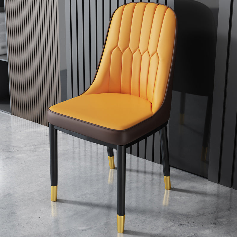 Nordic Metal Dining Room Chairs Upholstered Linen Fabric Armless Chairs for Restaurant Use Orange 1 Piece Brass Gold Clearhalo ' kitchen&dining_furn' 'Dining Chairs' 'Dining Tables & Seating' 'dining_chair' 'furn' 'furn_dining_chair' 'Furniture' 'furniture_dining_chair' 'Kitchen & Dining Furniture' 'kitchen' 3998325