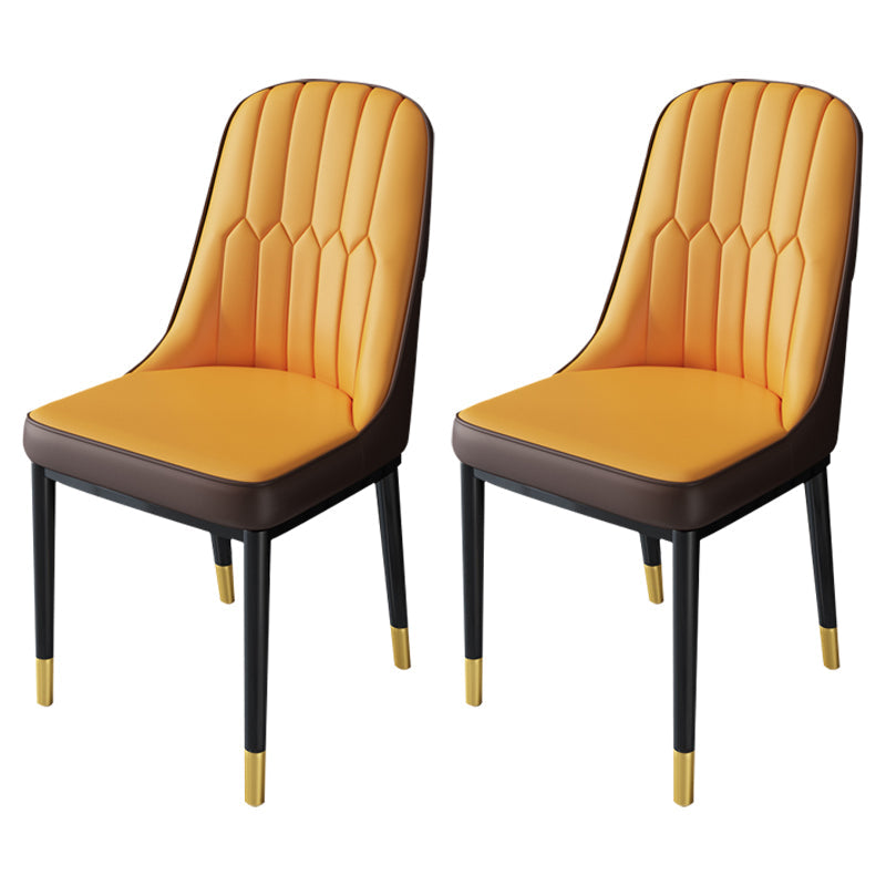 Nordic Metal Dining Room Chairs Upholstered Linen Fabric Armless Chairs for Restaurant Use Orange 2 Piece Set Brass Gold Clearhalo ' kitchen&dining_furn' 'Dining Chairs' 'Dining Tables & Seating' 'dining_chair' 'furn' 'furn_dining_chair' 'Furniture' 'furniture_dining_chair' 'Kitchen & Dining Furniture' 'kitchen' 3998326