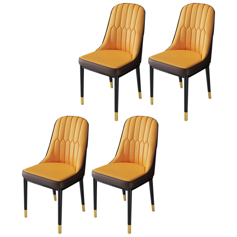 Nordic Metal Dining Room Chairs Upholstered Linen Fabric Armless Chairs for Restaurant Use Orange 4 Piece Set Brass Gold Clearhalo ' kitchen&dining_furn' 'Dining Chairs' 'Dining Tables & Seating' 'dining_chair' 'furn' 'furn_dining_chair' 'Furniture' 'furniture_dining_chair' 'Kitchen & Dining Furniture' 'kitchen' 3998327