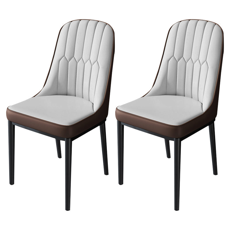 Nordic Metal Dining Room Chairs Upholstered Linen Fabric Armless Chairs for Restaurant Use Brown 2 Piece Set Black Clearhalo ' kitchen&dining_furn' 'Dining Chairs' 'Dining Tables & Seating' 'dining_chair' 'furn' 'furn_dining_chair' 'Furniture' 'furniture_dining_chair' 'Kitchen & Dining Furniture' 'kitchen' 3998332