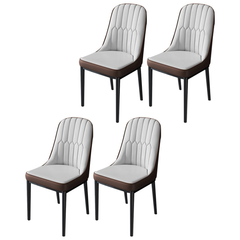 Nordic Metal Dining Room Chairs Upholstered Linen Fabric Armless Chairs for Restaurant Use Brown 4 Piece Set Black Clearhalo ' kitchen&dining_furn' 'Dining Chairs' 'Dining Tables & Seating' 'dining_chair' 'furn' 'furn_dining_chair' 'Furniture' 'furniture_dining_chair' 'Kitchen & Dining Furniture' 'kitchen' 3998333