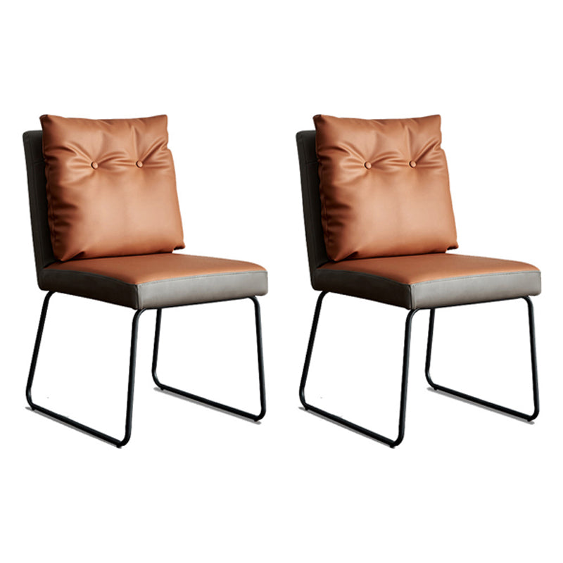 Contemporary Metal Chairs Set Dining Room Solid Back Side Chairs (Set of 2) Brown Clearhalo ' kitchen&dining_furn' 'Dining Chairs' 'Dining Tables & Seating' 'dining_chair' 'furn' 'furn_dining_chair' 'Furniture' 'furniture_dining_chair' 'Kitchen & Dining Furniture' 'kitchen' 3998339