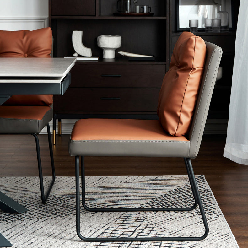 Contemporary Metal Chairs Set Dining Room Solid Back Side Chairs (Set of 2) Clearhalo ' kitchen&dining_furn' 'Dining Chairs' 'Dining Tables & Seating' 'dining_chair' 'furn' 'furn_dining_chair' 'Furniture' 'furniture_dining_chair' 'Kitchen & Dining Furniture' 'kitchen' 3998345