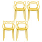 Contemporary Style Dining Chairs Plastic Dining Arm Chairs for Kitchen Yellow 4 Piece Set Clearhalo ' kitchen&dining_furn' 'Dining Chairs' 'Dining Tables & Seating' 'dining_chair' 'furn' 'furn_dining_chair' 'Furniture' 'furniture_dining_chair' 'Kitchen & Dining Furniture' 'kitchen' 3998357