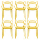 Contemporary Style Dining Chairs Plastic Dining Arm Chairs for Kitchen Yellow 6 Piece Set Clearhalo ' kitchen&dining_furn' 'Dining Chairs' 'Dining Tables & Seating' 'dining_chair' 'furn' 'furn_dining_chair' 'Furniture' 'furniture_dining_chair' 'Kitchen & Dining Furniture' 'kitchen' 3998359