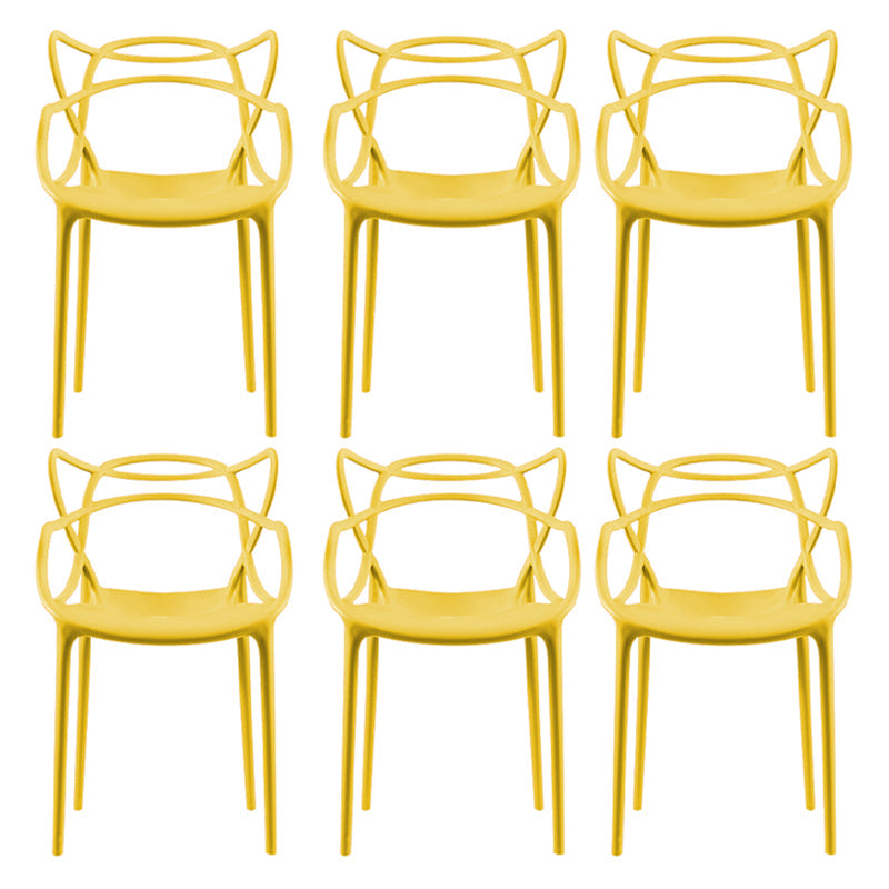 Contemporary Style Dining Chairs Plastic Dining Arm Chairs for Kitchen Yellow 6 Piece Set Clearhalo ' kitchen&dining_furn' 'Dining Chairs' 'Dining Tables & Seating' 'dining_chair' 'furn' 'furn_dining_chair' 'Furniture' 'furniture_dining_chair' 'Kitchen & Dining Furniture' 'kitchen' 3998359