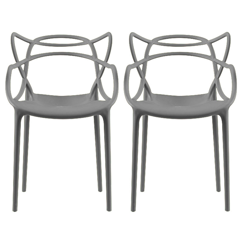 Contemporary Style Dining Chairs Plastic Dining Arm Chairs for Kitchen Grey 2 Piece Set Clearhalo ' kitchen&dining_furn' 'Dining Chairs' 'Dining Tables & Seating' 'dining_chair' 'furn' 'furn_dining_chair' 'Furniture' 'furniture_dining_chair' 'Kitchen & Dining Furniture' 'kitchen' 3998367