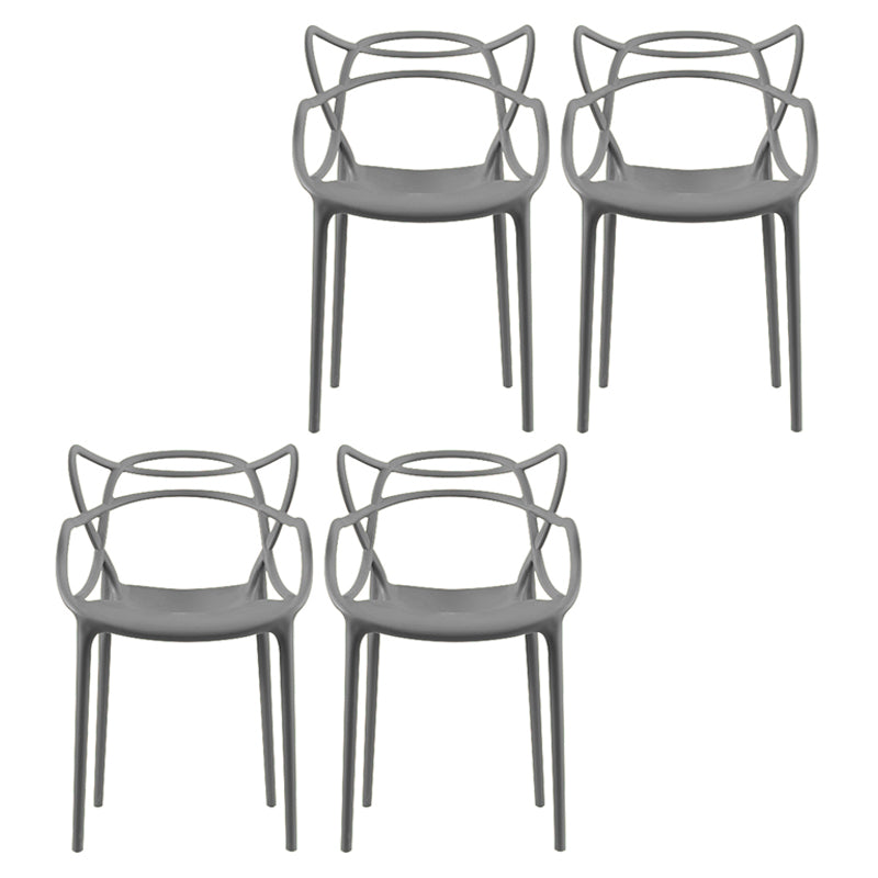 Contemporary Style Dining Chairs Plastic Dining Arm Chairs for Kitchen Grey 4 Piece Set Clearhalo ' kitchen&dining_furn' 'Dining Chairs' 'Dining Tables & Seating' 'dining_chair' 'furn' 'furn_dining_chair' 'Furniture' 'furniture_dining_chair' 'Kitchen & Dining Furniture' 'kitchen' 3998370