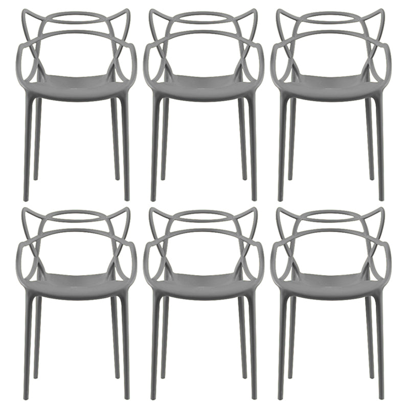 Contemporary Style Dining Chairs Plastic Dining Arm Chairs for Kitchen Grey 6 Piece Set Clearhalo ' kitchen&dining_furn' 'Dining Chairs' 'Dining Tables & Seating' 'dining_chair' 'furn' 'furn_dining_chair' 'Furniture' 'furniture_dining_chair' 'Kitchen & Dining Furniture' 'kitchen' 3998372