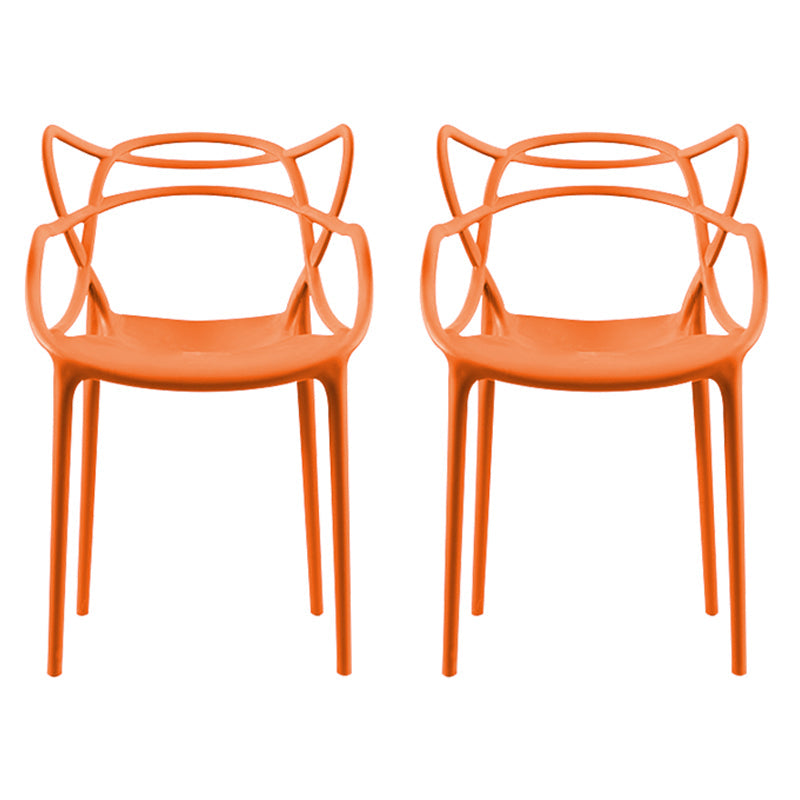 Contemporary Style Dining Chairs Plastic Dining Arm Chairs for Kitchen Orange 2 Piece Set Clearhalo ' kitchen&dining_furn' 'Dining Chairs' 'Dining Tables & Seating' 'dining_chair' 'furn' 'furn_dining_chair' 'Furniture' 'furniture_dining_chair' 'Kitchen & Dining Furniture' 'kitchen' 3998374