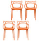 Contemporary Style Dining Chairs Plastic Dining Arm Chairs for Kitchen Orange 4 Piece Set Clearhalo ' kitchen&dining_furn' 'Dining Chairs' 'Dining Tables & Seating' 'dining_chair' 'furn' 'furn_dining_chair' 'Furniture' 'furniture_dining_chair' 'Kitchen & Dining Furniture' 'kitchen' 3998375