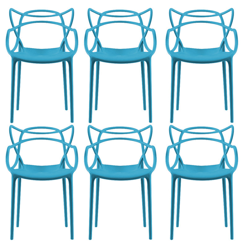 Contemporary Style Dining Chairs Plastic Dining Arm Chairs for Kitchen Lake Blue 6 Piece Set Clearhalo ' kitchen&dining_furn' 'Dining Chairs' 'Dining Tables & Seating' 'dining_chair' 'furn' 'furn_dining_chair' 'Furniture' 'furniture_dining_chair' 'Kitchen & Dining Furniture' 'kitchen' 3998379