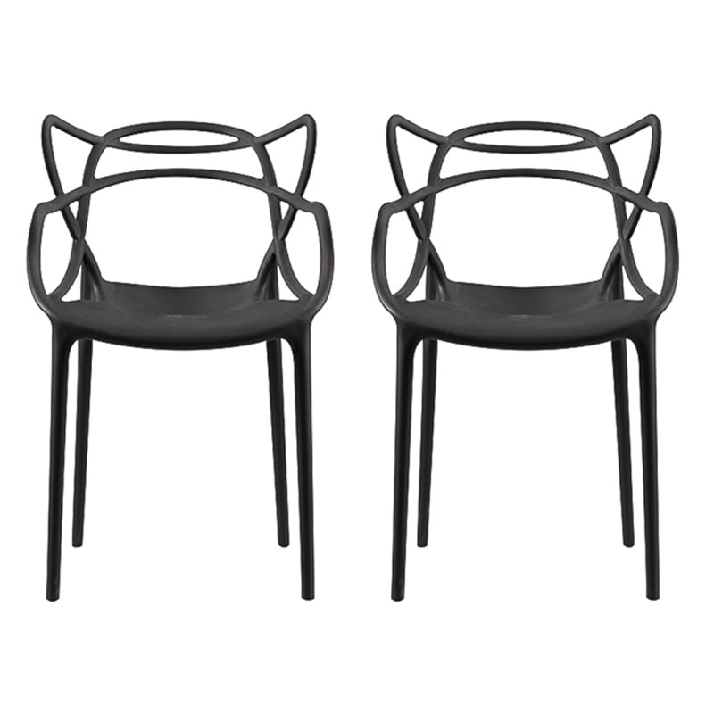 Contemporary Style Dining Chairs Plastic Dining Arm Chairs for Kitchen Black 2 Piece Set Clearhalo ' kitchen&dining_furn' 'Dining Chairs' 'Dining Tables & Seating' 'dining_chair' 'furn' 'furn_dining_chair' 'Furniture' 'furniture_dining_chair' 'Kitchen & Dining Furniture' 'kitchen' 3998380