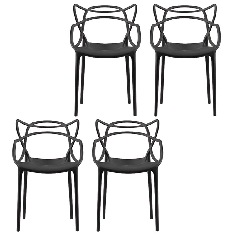 Contemporary Style Dining Chairs Plastic Dining Arm Chairs for Kitchen Black 4 Piece Set Clearhalo ' kitchen&dining_furn' 'Dining Chairs' 'Dining Tables & Seating' 'dining_chair' 'furn' 'furn_dining_chair' 'Furniture' 'furniture_dining_chair' 'Kitchen & Dining Furniture' 'kitchen' 3998381