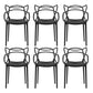Contemporary Style Dining Chairs Plastic Dining Arm Chairs for Kitchen Black 6 Piece Set Clearhalo ' kitchen&dining_furn' 'Dining Chairs' 'Dining Tables & Seating' 'dining_chair' 'furn' 'furn_dining_chair' 'Furniture' 'furniture_dining_chair' 'Kitchen & Dining Furniture' 'kitchen' 3998382