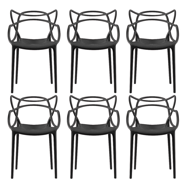 Contemporary Style Dining Chairs Plastic Dining Arm Chairs for Kitchen Black 6 Piece Set Clearhalo ' kitchen&dining_furn' 'Dining Chairs' 'Dining Tables & Seating' 'dining_chair' 'furn' 'furn_dining_chair' 'Furniture' 'furniture_dining_chair' 'Kitchen & Dining Furniture' 'kitchen' 3998382