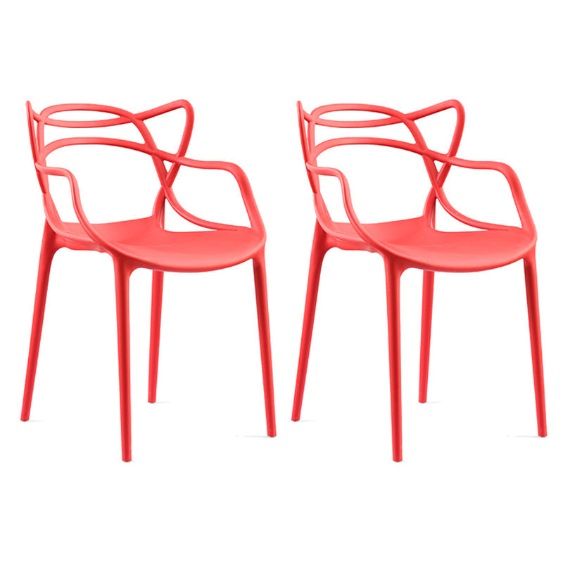 Contemporary Style Dining Chairs Plastic Dining Arm Chairs for Kitchen Red 2 Piece Set Clearhalo ' kitchen&dining_furn' 'Dining Chairs' 'Dining Tables & Seating' 'dining_chair' 'furn' 'furn_dining_chair' 'Furniture' 'furniture_dining_chair' 'Kitchen & Dining Furniture' 'kitchen' 3998383