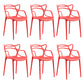 Contemporary Style Dining Chairs Plastic Dining Arm Chairs for Kitchen Red 6 Piece Set Clearhalo ' kitchen&dining_furn' 'Dining Chairs' 'Dining Tables & Seating' 'dining_chair' 'furn' 'furn_dining_chair' 'Furniture' 'furniture_dining_chair' 'Kitchen & Dining Furniture' 'kitchen' 3998385