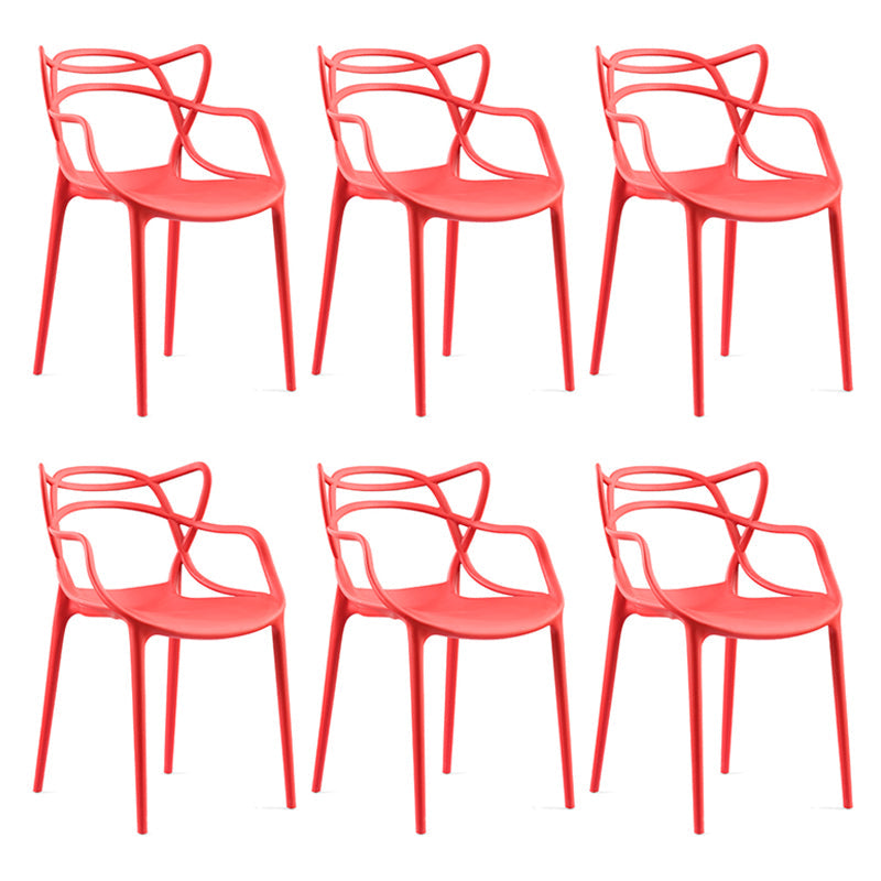Contemporary Style Dining Chairs Plastic Dining Arm Chairs for Kitchen Red 6 Piece Set Clearhalo ' kitchen&dining_furn' 'Dining Chairs' 'Dining Tables & Seating' 'dining_chair' 'furn' 'furn_dining_chair' 'Furniture' 'furniture_dining_chair' 'Kitchen & Dining Furniture' 'kitchen' 3998385