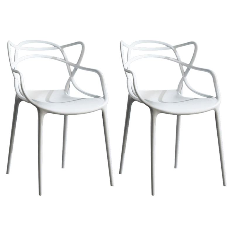Contemporary Style Dining Chairs Plastic Dining Arm Chairs for Kitchen White 2 Piece Set Clearhalo ' kitchen&dining_furn' 'Dining Chairs' 'Dining Tables & Seating' 'dining_chair' 'furn' 'furn_dining_chair' 'Furniture' 'furniture_dining_chair' 'Kitchen & Dining Furniture' 'kitchen' 3998386