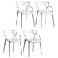 Contemporary Style Dining Chairs Plastic Dining Arm Chairs for Kitchen White 4 Piece Set Clearhalo ' kitchen&dining_furn' 'Dining Chairs' 'Dining Tables & Seating' 'dining_chair' 'furn' 'furn_dining_chair' 'Furniture' 'furniture_dining_chair' 'Kitchen & Dining Furniture' 'kitchen' 3998387