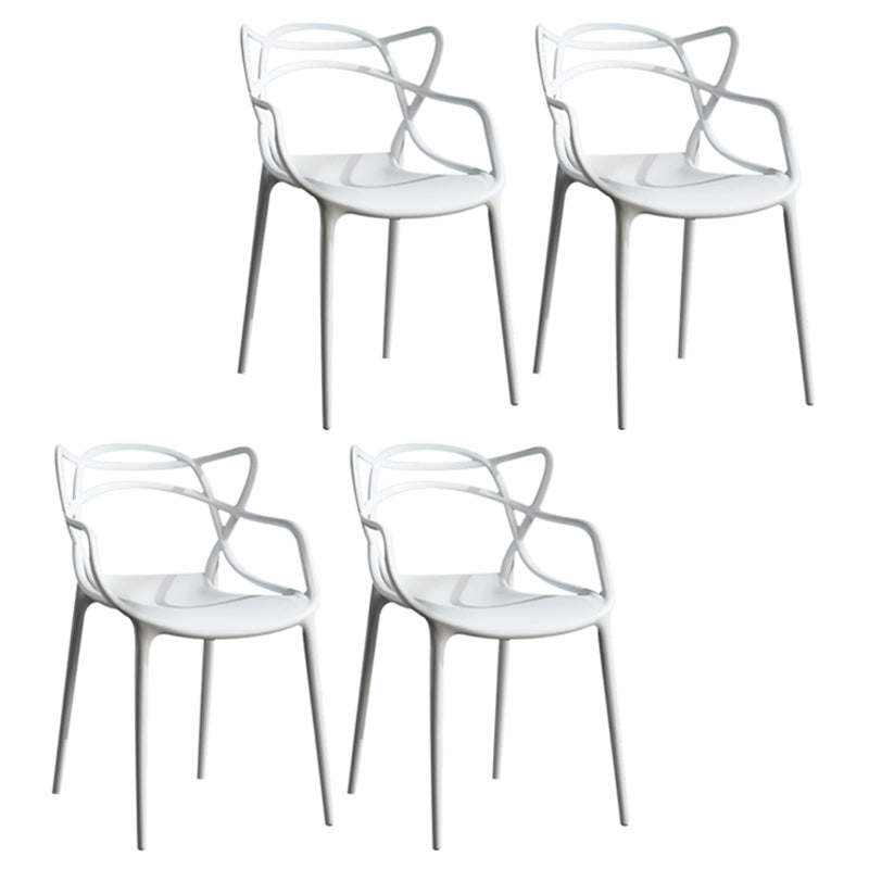 Contemporary Style Dining Chairs Plastic Dining Arm Chairs for Kitchen White 4 Piece Set Clearhalo ' kitchen&dining_furn' 'Dining Chairs' 'Dining Tables & Seating' 'dining_chair' 'furn' 'furn_dining_chair' 'Furniture' 'furniture_dining_chair' 'Kitchen & Dining Furniture' 'kitchen' 3998387