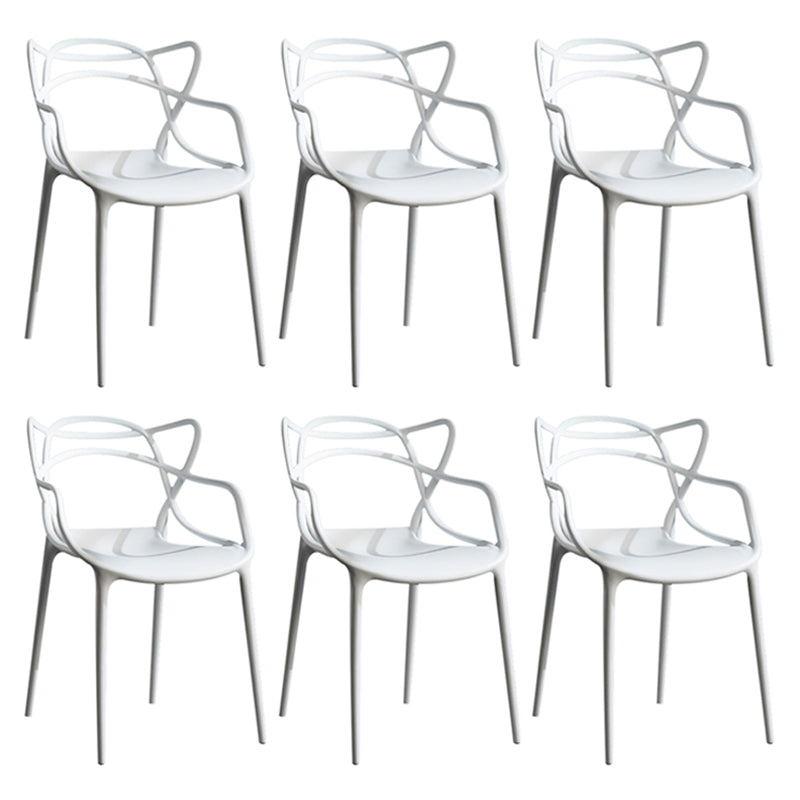 Contemporary Style Dining Chairs Plastic Dining Arm Chairs for Kitchen White 6 Piece Set Clearhalo ' kitchen&dining_furn' 'Dining Chairs' 'Dining Tables & Seating' 'dining_chair' 'furn' 'furn_dining_chair' 'Furniture' 'furniture_dining_chair' 'Kitchen & Dining Furniture' 'kitchen' 3998388