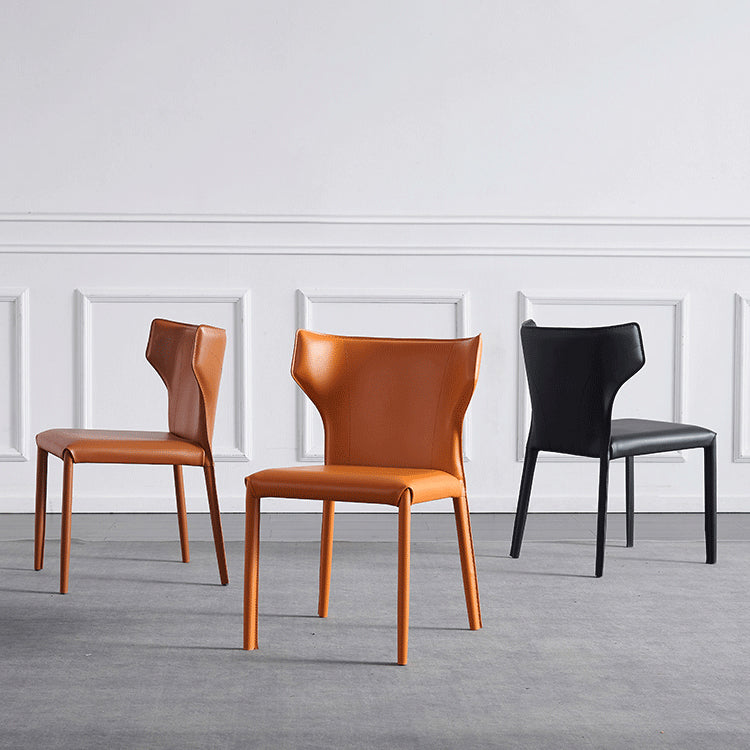 Contemporary Saddle Leather Restaurant Side Chair Matte Finish Wingback Dining Chair (Set of 2) Clearhalo ' kitchen&dining_furn' 'Dining Chairs' 'Dining Tables & Seating' 'dining_chair' 'Furniture' 'furniture_dining_chair' 'Kitchen & Dining Furniture' 'kitchen' 3998395