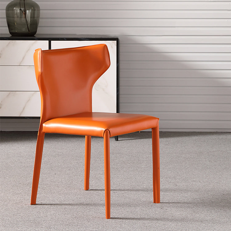 Contemporary Saddle Leather Restaurant Side Chair Matte Finish Wingback Dining Chair (Set of 2) Clearhalo ' kitchen&dining_furn' 'Dining Chairs' 'Dining Tables & Seating' 'dining_chair' 'Furniture' 'furniture_dining_chair' 'Kitchen & Dining Furniture' 'kitchen' 3998403