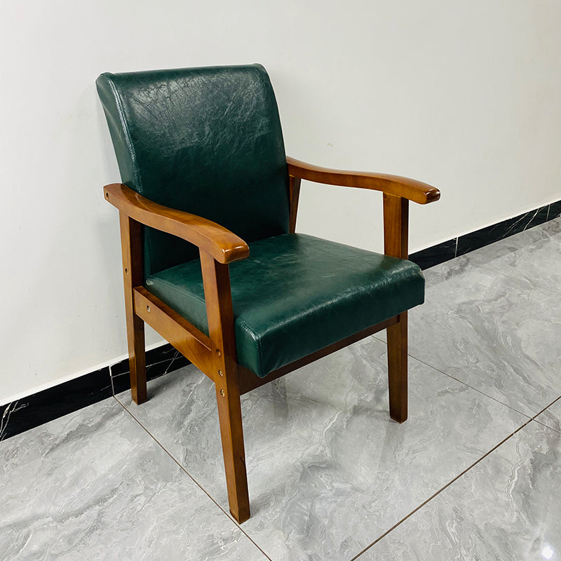 Upholstered Arm Chair Solid Back Single Dining Arm Chair with Wood Legs Green Clearhalo ' kitchen&dining_furn' 'Dining Chairs' 'Dining Tables & Seating' 'dining_chair' 'furn' 'furn_dining_chair' 'Furniture' 'furniture_dining_chair' 'Kitchen & Dining Furniture' 'kitchen' 3998439