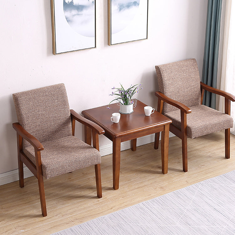Upholstered Arm Chair Solid Back Single Dining Arm Chair with Wood Legs Clearhalo ' kitchen&dining_furn' 'Dining Chairs' 'Dining Tables & Seating' 'dining_chair' 'furn' 'furn_dining_chair' 'Furniture' 'furniture_dining_chair' 'Kitchen & Dining Furniture' 'kitchen' 3998440