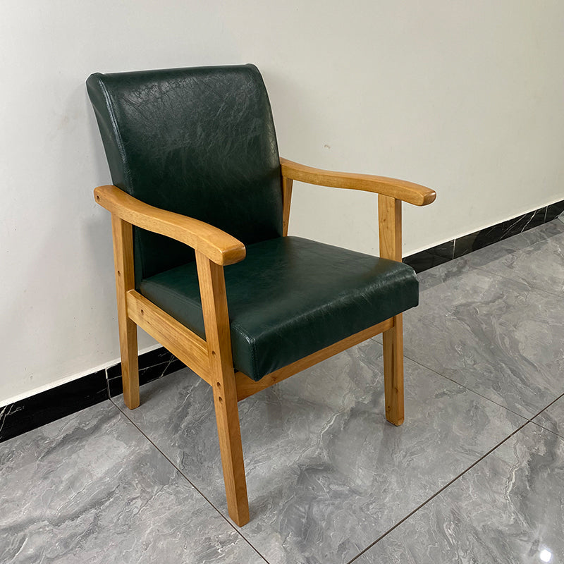 Upholstered Arm Chair Solid Back Single Dining Arm Chair with Wood Legs Blackish Green Clearhalo ' kitchen&dining_furn' 'Dining Chairs' 'Dining Tables & Seating' 'dining_chair' 'furn' 'furn_dining_chair' 'Furniture' 'furniture_dining_chair' 'Kitchen & Dining Furniture' 'kitchen' 3998448