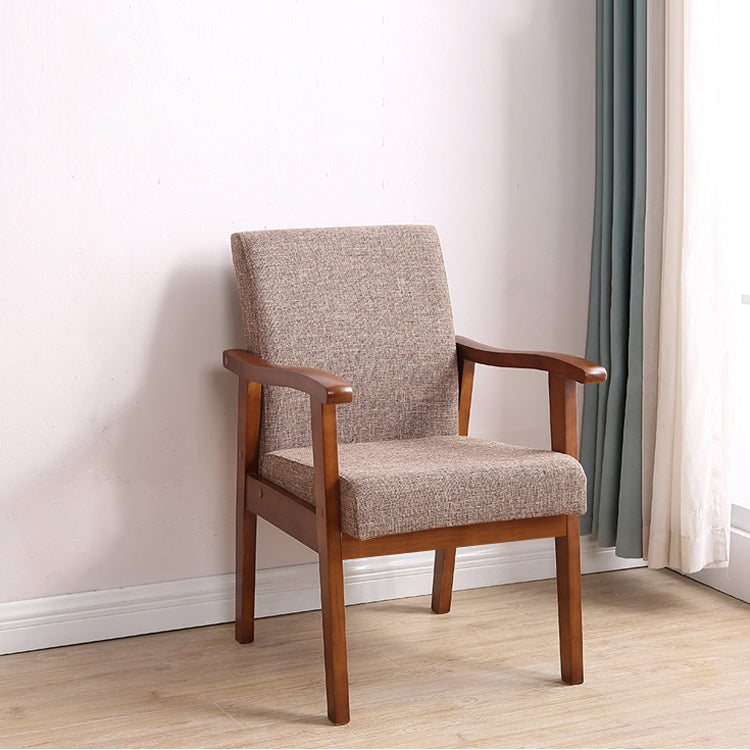 Single Solid Back Dining Armchair Upholstered Arm Chairs with Wood Legs Clearhalo ' kitchen&dining_furn' 'Dining Chairs' 'Dining Tables & Seating' 'dining_chair' 'furn' 'furn_dining_chair' 'Furniture' 'furniture_dining_chair' 'Kitchen & Dining Furniture' 'kitchen' 3998452