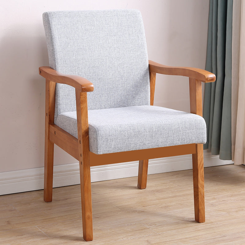 Single Solid Back Dining Armchair Upholstered Arm Chairs with Wood Legs Cream Gray Clearhalo ' kitchen&dining_furn' 'Dining Chairs' 'Dining Tables & Seating' 'dining_chair' 'furn' 'furn_dining_chair' 'Furniture' 'furniture_dining_chair' 'Kitchen & Dining Furniture' 'kitchen' 3998456