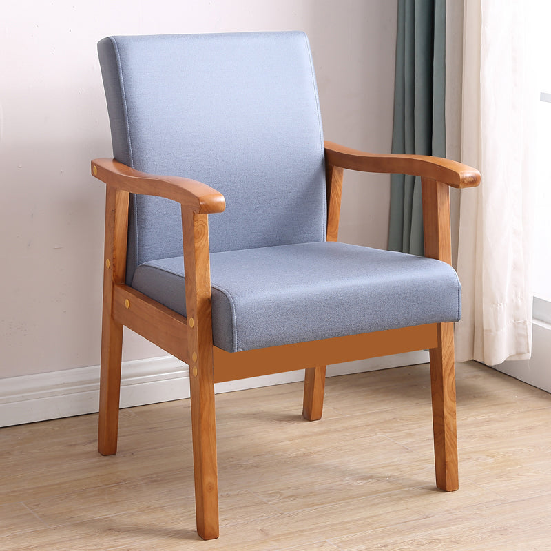 Single Solid Back Dining Armchair Upholstered Arm Chairs with Wood Legs Light Blue Clearhalo ' kitchen&dining_furn' 'Dining Chairs' 'Dining Tables & Seating' 'dining_chair' 'furn' 'furn_dining_chair' 'Furniture' 'furniture_dining_chair' 'Kitchen & Dining Furniture' 'kitchen' 3998458