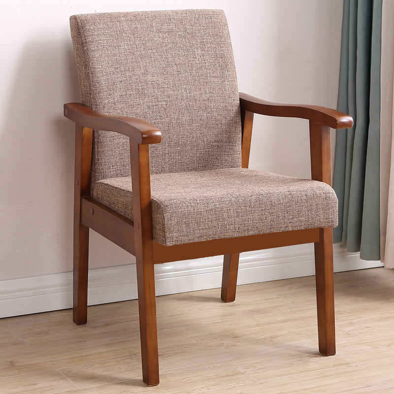 Single Solid Back Dining Armchair Upholstered Arm Chairs with Wood Legs Coffee Clearhalo ' kitchen&dining_furn' 'Dining Chairs' 'Dining Tables & Seating' 'dining_chair' 'furn' 'furn_dining_chair' 'Furniture' 'furniture_dining_chair' 'Kitchen & Dining Furniture' 'kitchen' 3998460