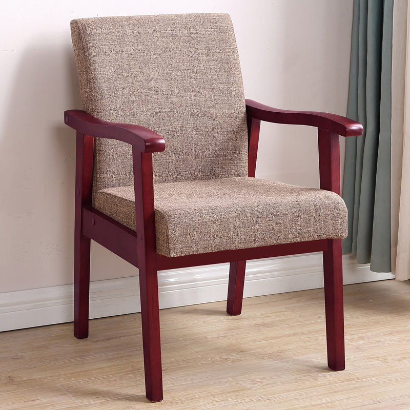 Single Solid Back Dining Armchair Upholstered Arm Chairs with Wood Legs Light Coffee Clearhalo ' kitchen&dining_furn' 'Dining Chairs' 'Dining Tables & Seating' 'dining_chair' 'furn' 'furn_dining_chair' 'Furniture' 'furniture_dining_chair' 'Kitchen & Dining Furniture' 'kitchen' 3998464