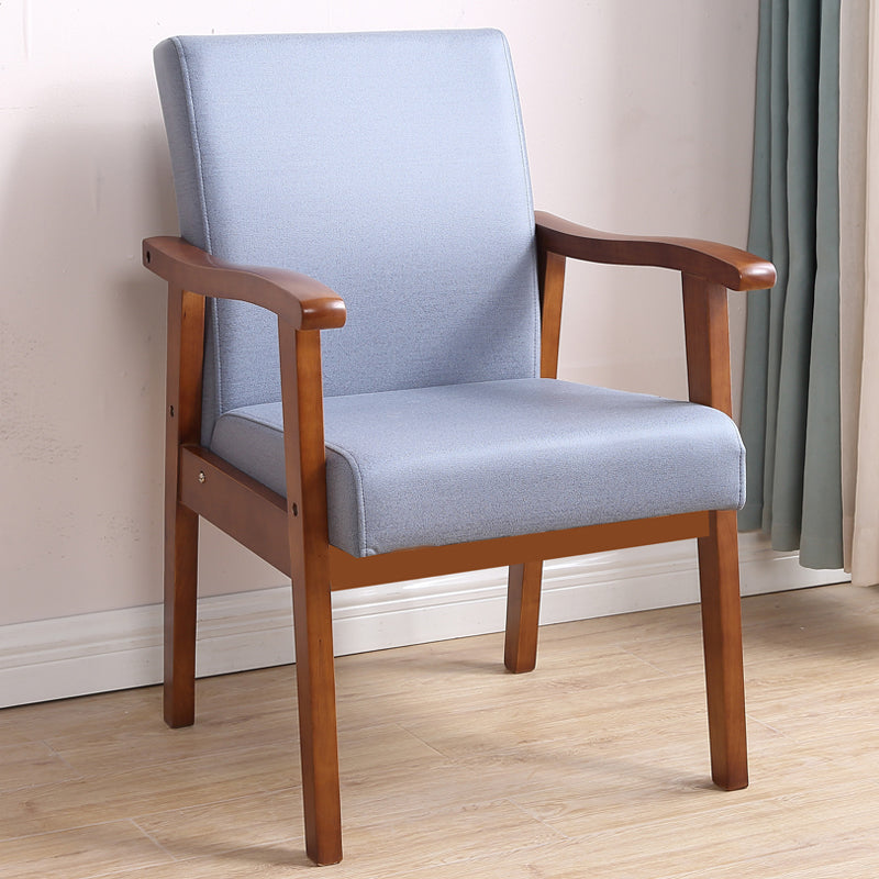 Single Solid Back Dining Armchair Upholstered Arm Chairs with Wood Legs Water Blue Clearhalo ' kitchen&dining_furn' 'Dining Chairs' 'Dining Tables & Seating' 'dining_chair' 'furn' 'furn_dining_chair' 'Furniture' 'furniture_dining_chair' 'Kitchen & Dining Furniture' 'kitchen' 3998467
