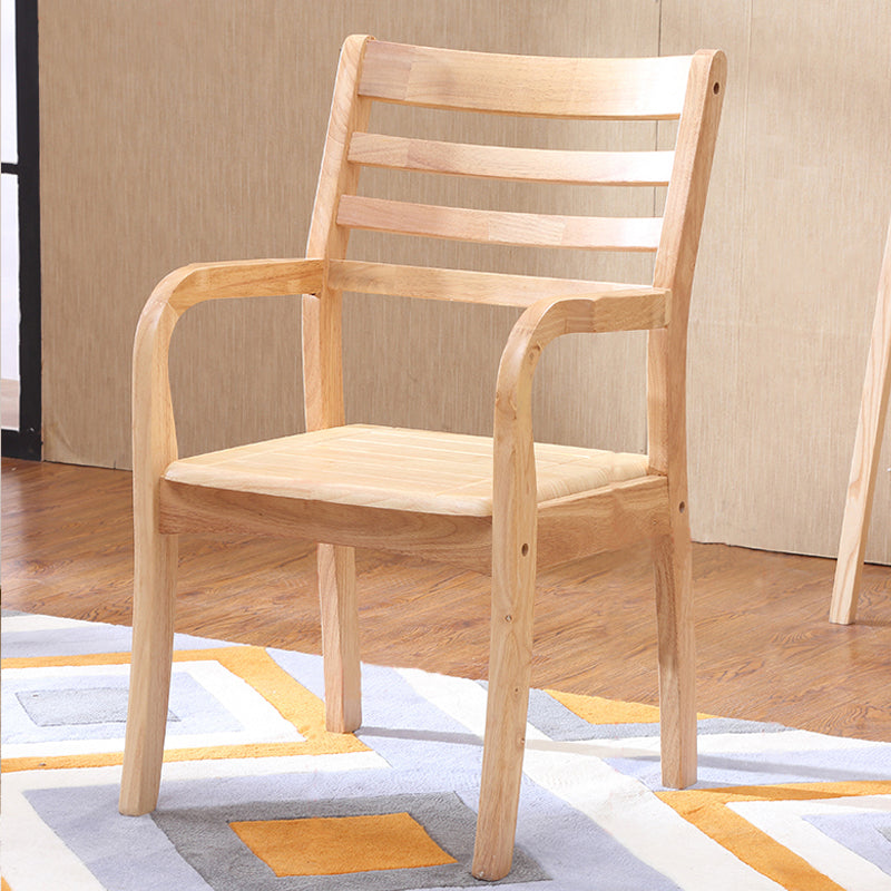 Traditional Rubberwood Arm Chair Wood Ladder Back Single Dining Armchair Wood Clearhalo ' kitchen&dining_furn' 'Dining Chairs' 'Dining Tables & Seating' 'dining_chair' 'furn' 'furn_dining_chair' 'Furniture' 'furniture_dining_chair' 'Kitchen & Dining Furniture' 'kitchen' 3998470