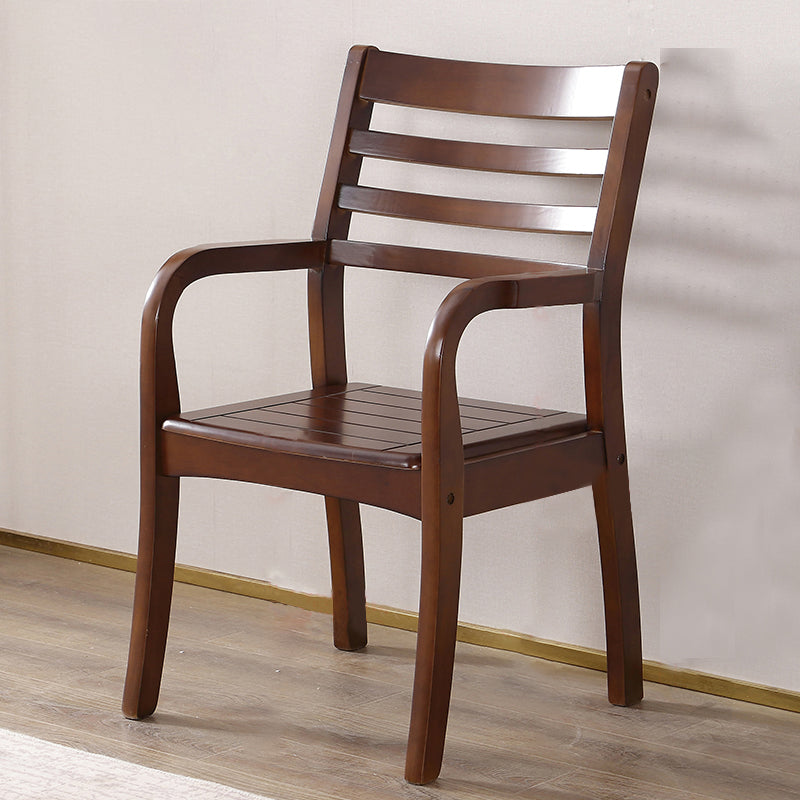 Traditional Rubberwood Arm Chair Wood Ladder Back Single Dining Armchair Walnut Clearhalo ' kitchen&dining_furn' 'Dining Chairs' 'Dining Tables & Seating' 'dining_chair' 'furn' 'furn_dining_chair' 'Furniture' 'furniture_dining_chair' 'Kitchen & Dining Furniture' 'kitchen' 3998471