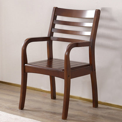 Traditional Rubberwood Arm Chair Wood Ladder Back Single Dining Armchair Walnut Clearhalo ' kitchen&dining_furn' 'Dining Chairs' 'Dining Tables & Seating' 'dining_chair' 'furn' 'furn_dining_chair' 'Furniture' 'furniture_dining_chair' 'Kitchen & Dining Furniture' 'kitchen' 3998471