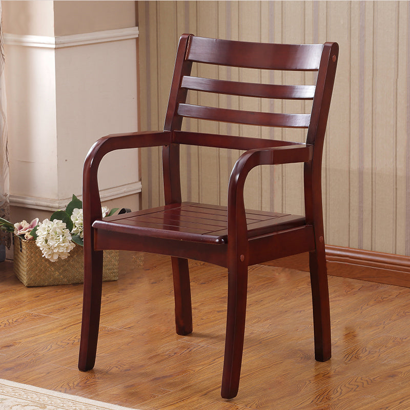 Traditional Rubberwood Arm Chair Wood Ladder Back Single Dining Armchair Red Brown Clearhalo ' kitchen&dining_furn' 'Dining Chairs' 'Dining Tables & Seating' 'dining_chair' 'furn' 'furn_dining_chair' 'Furniture' 'furniture_dining_chair' 'Kitchen & Dining Furniture' 'kitchen' 3998473