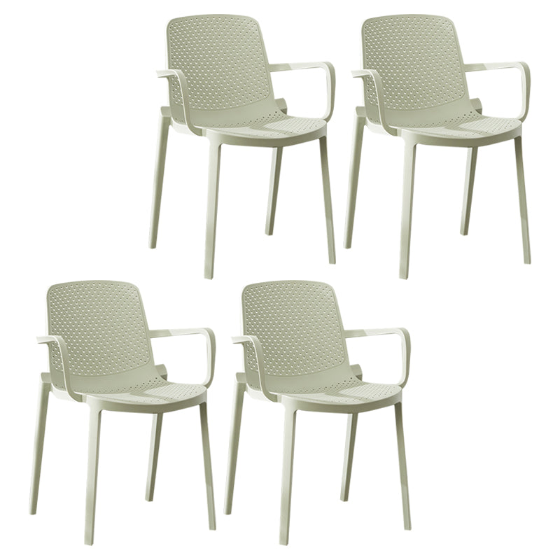 Scandinavian Plastic Dining Arm Chairs Stackable Solid Back Armchairs (Set of 4) Green Clearhalo ' kitchen&dining_furn' 'Dining Chairs' 'Dining Tables & Seating' 'dining_chair' 'furn' 'furn_dining_chair' 'Furniture' 'furniture_dining_chair' 'Kitchen & Dining Furniture' 'kitchen' 3998510